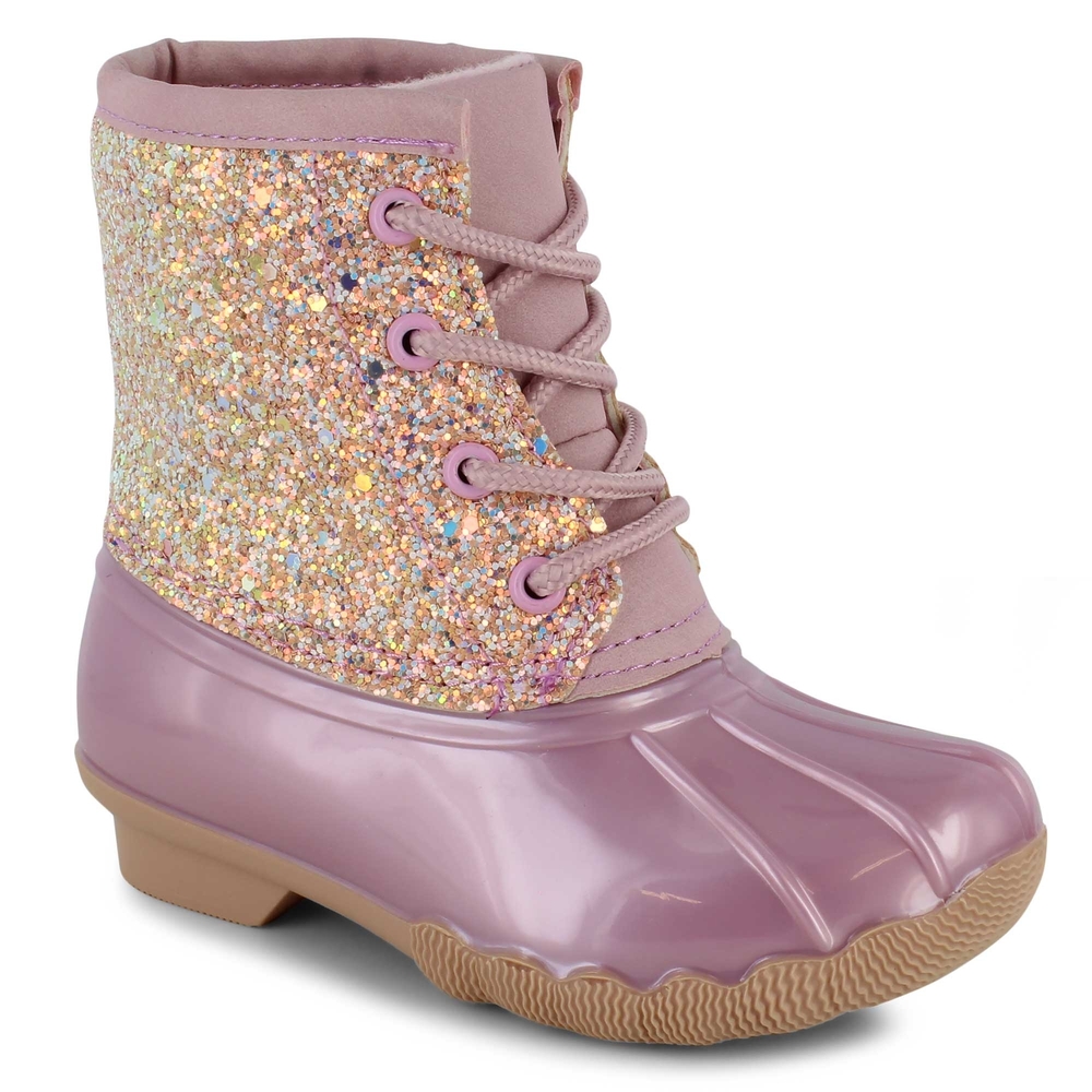 NEW Adrienne Vittadini Glittery Pink Kids Boots - Picture 1 of 9
